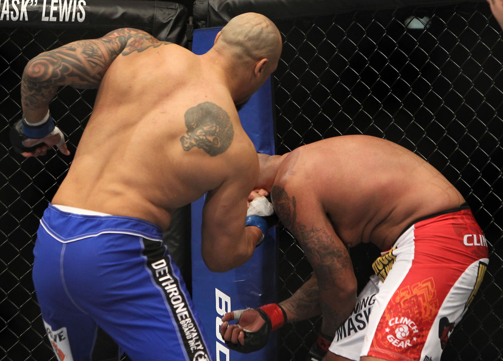 CHICAGO, IL - JANUARY 28:  (L-R) Lavar Johnson punches Joey Beltran during the UFC on FOX event at United Center on January 28, 2012 in Chicago, Illinois.  (Photo by Josh Hedges/Zuffa LLC/Zuffa LLC via Getty Images) *** Local Caption *** Lavar Johnson; Joey Beltran
