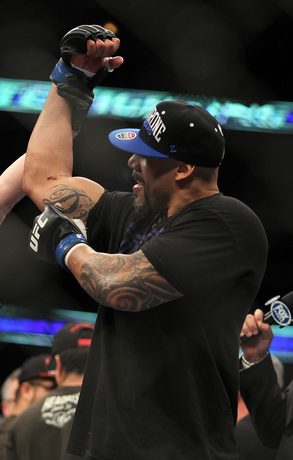 CHICAGO, IL - JANUARY 28:  Lavar Johnson reacts after knocking out Joey Beltran during the UFC on FOX event at United Center on January 28, 2012 in Chicago, Illinois.  (Photo by Josh Hedges/Zuffa LLC/Zuffa LLC via Getty Images) *** Local Caption *** Lavar Johnson