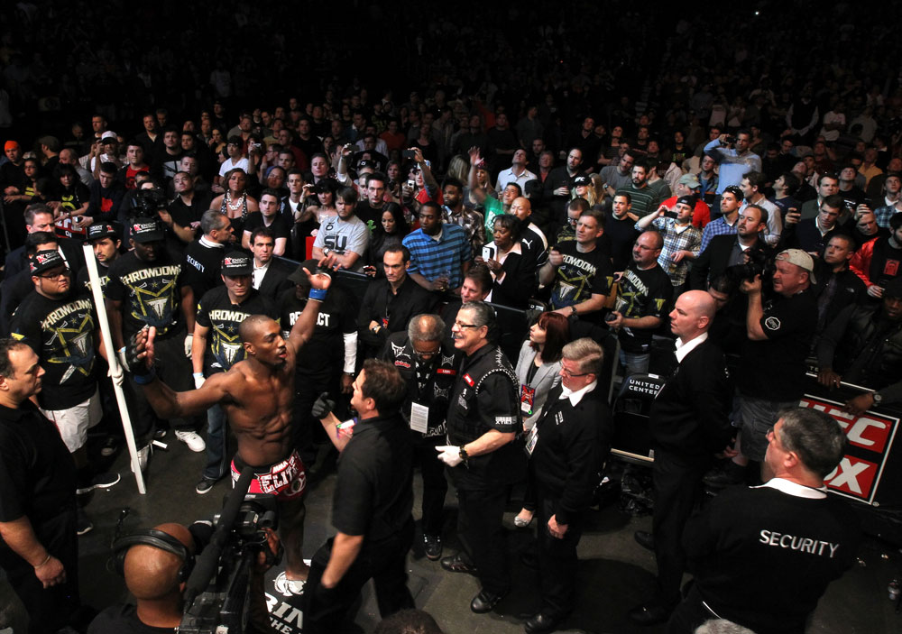 CHICAGO, IL - JANUARY 28:  Phil Davis prepares to enter the Octagon before his bout against Rashad Evans during the UFC on FOX event at United Center on January 28, 2012 in Chicago, Illinois.  (Photo by Nick Laham/Zuffa LLC/Zuffa LLC via Getty Images) *** Local Caption *** Phil Davis