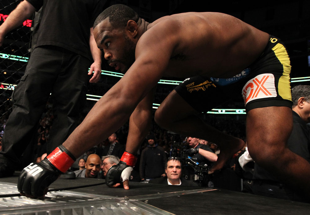 CHICAGO, IL - JANUARY 28:  Rashad Evans enters the Octagon before his bout against Phil Davis during the UFC on FOX event at United Center on January 28, 2012 in Chicago, Illinois.  (Photo by Nick Laham/Zuffa LLC/Zuffa LLC via Getty Images) *** Local Caption *** Rashad Evans