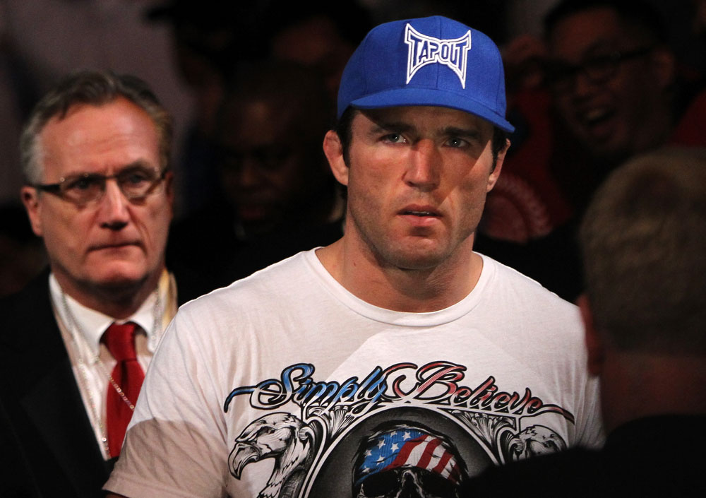 CHICAGO, IL - JANUARY 28:  Chael Sonnen enters the arena before his bout against Michael Bisping during the UFC on FOX event at United Center on January 28, 2012 in Chicago, Illinois.  (Photo by Josh Hedges/Zuffa LLC/Zuffa LLC via Getty Images) *** Local Caption *** Chael Sonnen