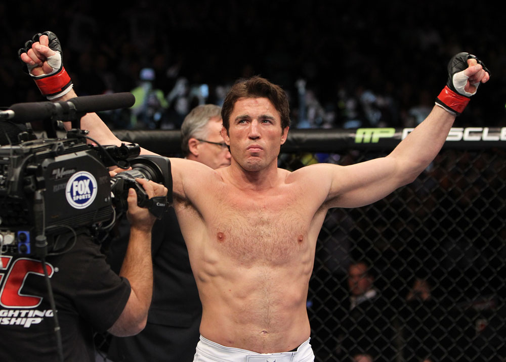 CHICAGO, IL - JANUARY 28:  Chael Sonnen stands in the Octagon before his bout against Michael Bisping during the UFC on FOX event at United Center on January 28, 2012 in Chicago, Illinois.  (Photo by Josh Hedges/Zuffa LLC/Zuffa LLC via Getty Images) *** Local Caption *** Chael Sonnen
