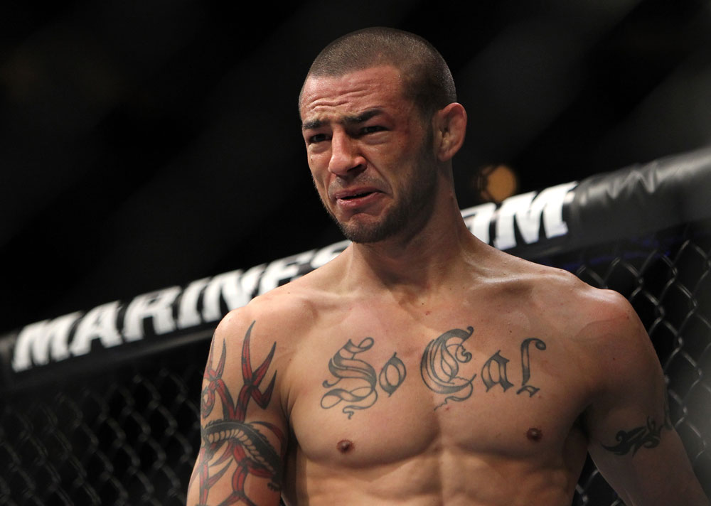 CHICAGO, IL - JANUARY 28:  Cub Swanson reacts after his knockout victory over George Roop during the UFC on FOX event at United Center on January 28, 2012 in Chicago, Illinois.  (Photo by Josh Hedges/Zuffa LLC/Zuffa LLC via Getty Images) *** Local Caption *** Cub Swanson