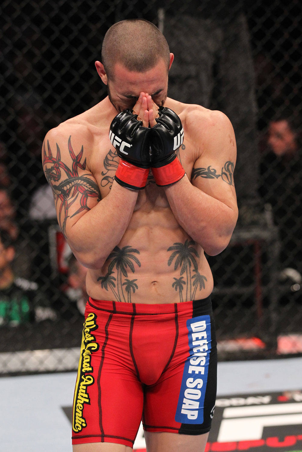 CHICAGO, IL - JANUARY 28:  Cub Swanson reacts after his knockout victory over George Roop during the UFC on FOX event at United Center on January 28, 2012 in Chicago, Illinois.  (Photo by Nick Laham/Zuffa LLC/Zuffa LLC via Getty Images) *** Local Caption *** Cub Swanson