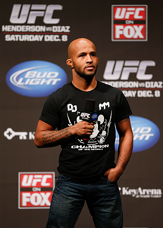 SEATTLE, WA - DECEMBER 07:  Demetrious Johnson interacts with fans during a Q&A session before the official UFC on FOX weigh in on December 7, 2012 at Key Arena in Seattle, Washington.  (Photo by Josh Hedges/Zuffa LLC/Zuffa LLC via Getty Images)