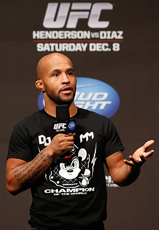 SEATTLE, WA - DECEMBER 07:  Demetrious Johnson interacts with fans during a Q&A session before the official UFC on FOX weigh in on December 7, 2012 at Key Arena in Seattle, Washington.  (Photo by Josh Hedges/Zuffa LLC/Zuffa LLC via Getty Images)