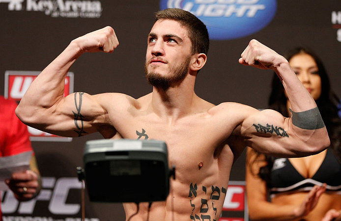 SEATTLE, WA - DECEMBER 07:  John Albert weighs in during the official UFC on FOX weigh in on December 7, 2012 at Key Arena in Seattle, Washington.  (Photo by Josh Hedges/Zuffa LLC/Zuffa LLC via Getty Images)