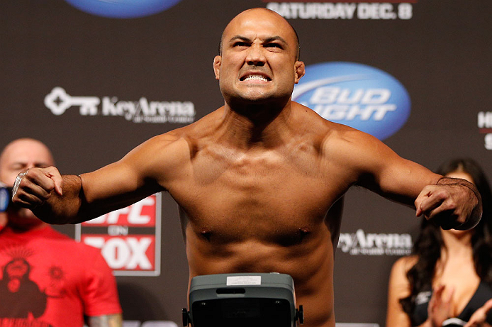 SEATTLE, WA - DECEMBER 07:  BJ Penn weighs in during the official UFC on FOX weigh in on December 7, 2012 at Key Arena in Seattle, Washington.  (Photo by Josh Hedges/Zuffa LLC/Zuffa LLC via Getty Images)