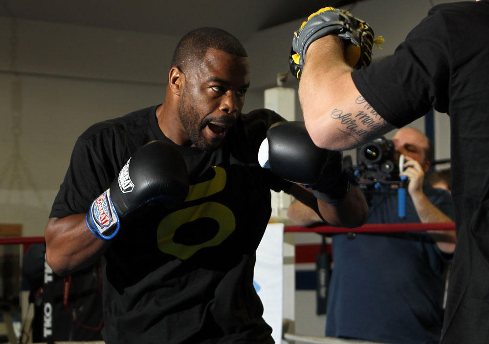 CHICAGO, IL - JANUARY 25: Rashad Evans works out for the media during the UFC on FOX open workouts at the Chicago Boxing Club on January 25, 2012 in Chicago, Illinois. (Photo by Josh Hedges/Zuffa LLC/Zuffa LLC via Getty Images)
