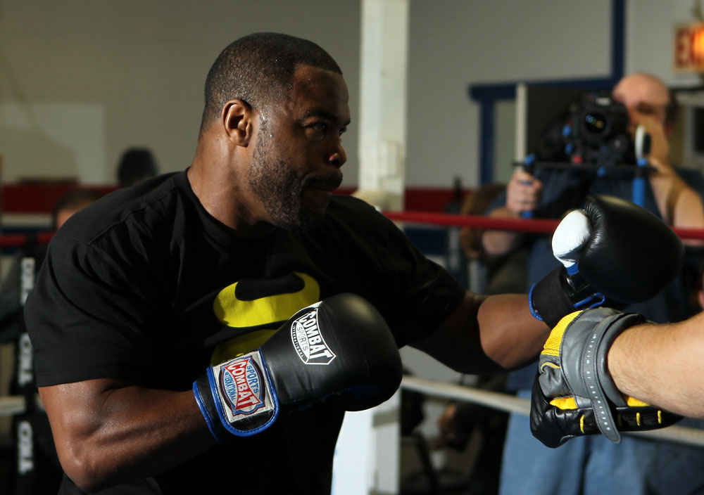 CHICAGO, IL - JANUARY 25: Rashad Evans works out for the media during the UFC on FOX open workouts at the Chicago Boxing Club on January 25, 2012 in Chicago, Illinois. (Photo by Josh Hedges/Zuffa LLC/Zuffa LLC via Getty Images)