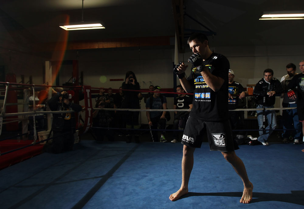 CHICAGO, IL - JANUARY 25: Demian Maia works out for the media during the UFC on FOX open workouts at the Chicago Boxing Club on January 25, 2012 in Chicago, Illinois. (Photo by Josh Hedges/Zuffa LLC/Zuffa LLC via Getty Images)
