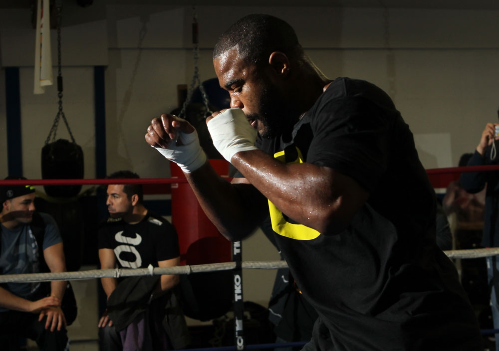 CHICAGO, IL - JANUARY 25: Rashad Evans works out for the media during the UFC on FOX open workouts at the Chicago Boxing Club on January 25, 2012 in Chicago, Illinois. (Photo by Josh Hedges/Zuffa LLC/Zuffa LLC via Getty Images)