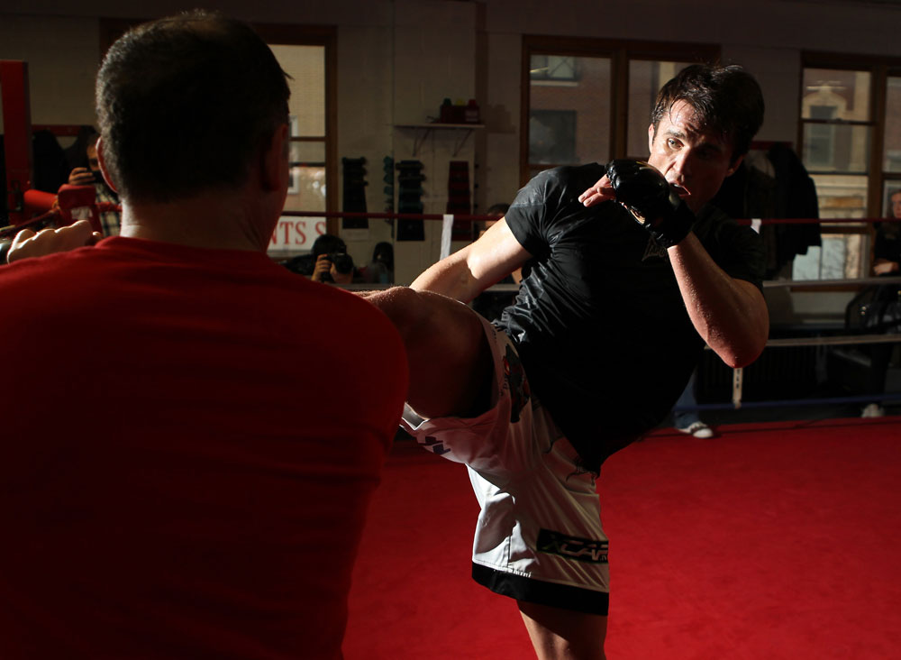CHICAGO, IL - JANUARY 25: Chael Sonnen works out for the media during the UFC on FOX open workouts at the Chicago Boxing Club on January 25, 2012 in Chicago, Illinois. (Photo by Josh Hedges/Zuffa LLC/Zuffa LLC via Getty Images)