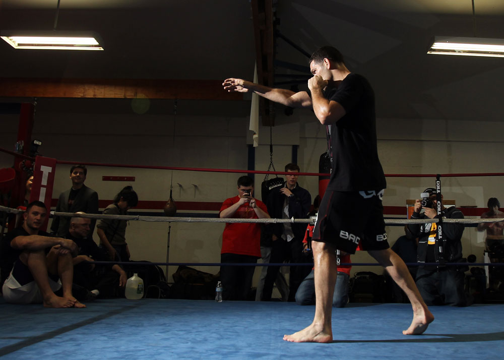 CHICAGO, IL - JANUARY 25: Chris Weidman works out for the media during the UFC on FOX open workouts at the Chicago Boxing Club on January 25, 2012 in Chicago, Illinois. (Photo by Josh Hedges/Zuffa LLC/Zuffa LLC via Getty Images)