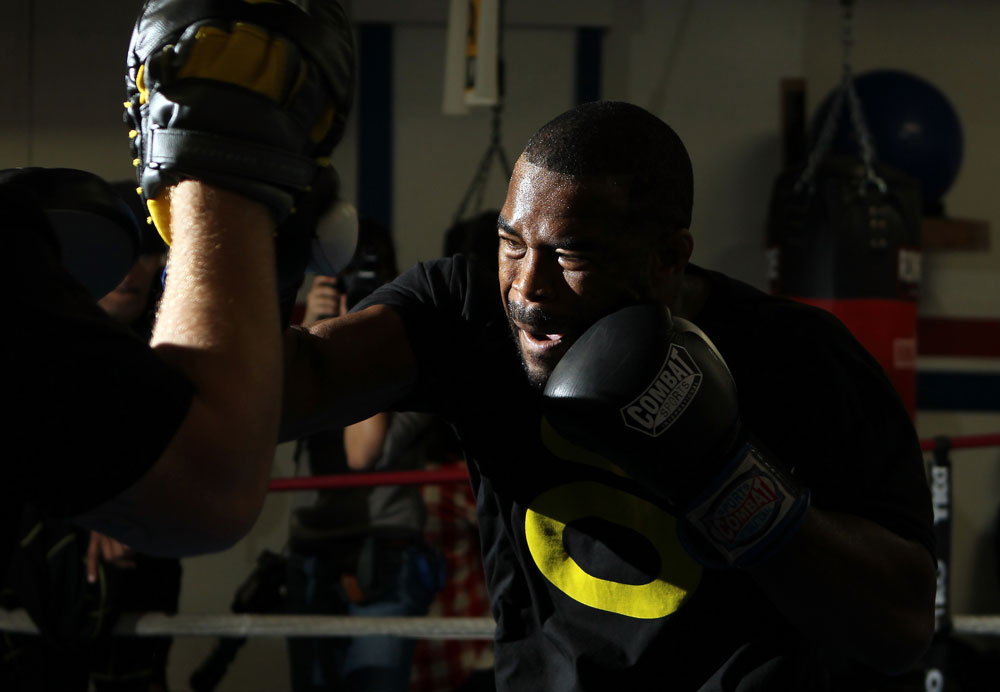 CHICAGO, IL - JANUARY 25: Rashad Evans works out for the media during the UFC on FOX open workouts at the Chicago Boxing Club on January 25, 2012 in Chicago, Illinois. (Photo by Josh Hedges/Zuffa LLC/Zuffa LLC via Getty Images)