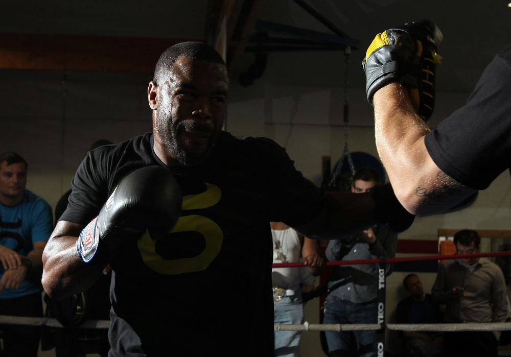 CHICAGO, IL - JANUARY 25: Rashad Evans works out for the media during the UFC on FOX open workouts at the Chicago Boxing Club on January 25, 2012 in Chicago, Illinois. (Photo by Josh Hedges/Zuffa LLC/Zuffa LLC via Getty Images)