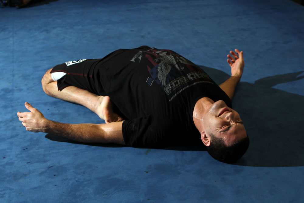 CHICAGO, IL - JANUARY 25: Chris Weidman works out for the media during the UFC on FOX open workouts at the Chicago Boxing Club on January 25, 2012 in Chicago, Illinois. (Photo by Josh Hedges/Zuffa LLC/Zuffa LLC via Getty Images)