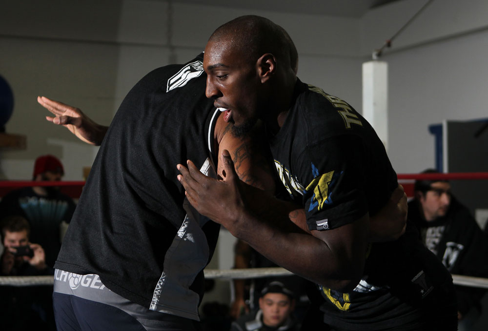 CHICAGO, IL - JANUARY 25: Phil Davis works out for the media during the UFC on FOX open workouts at the Chicago Boxing Club on January 25, 2012 in Chicago, Illinois. (Photo by Josh Hedges/Zuffa LLC/Zuffa LLC via Getty Images)