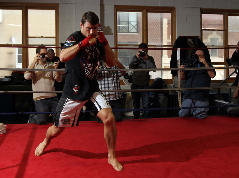 CHICAGO, IL - JANUARY 25: Michael Bisping works out for the media during the UFC on FOX open workouts at the Chicago Boxing Club on January 25, 2012 in Chicago, Illinois. (Photo by Josh Hedges/Zuffa LLC/Zuffa LLC via Getty Images)