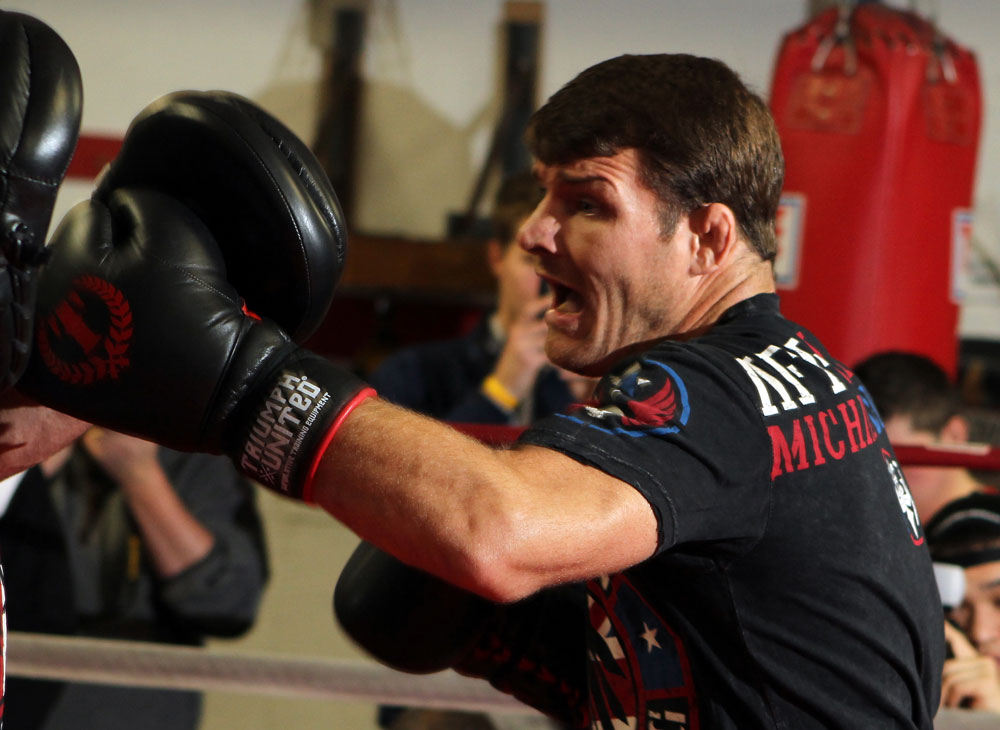 CHICAGO, IL - JANUARY 25: Michael Bisping works out for the media during the UFC on FOX open workouts at the Chicago Boxing Club on January 25, 2012 in Chicago, Illinois. (Photo by Josh Hedges/Zuffa LLC/Zuffa LLC via Getty Images)