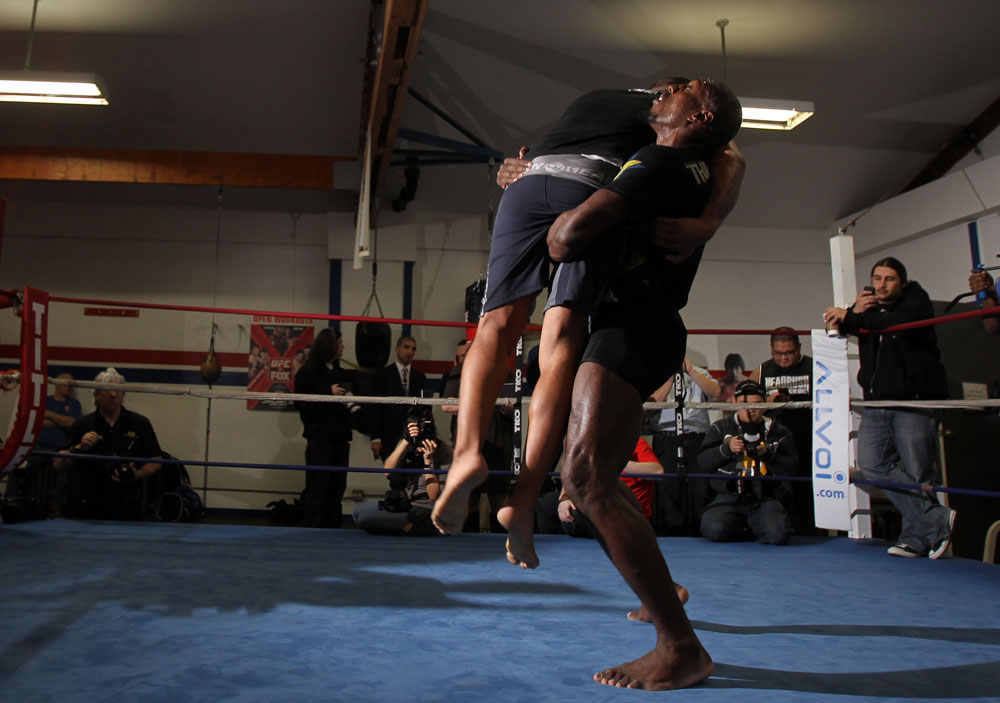 CHICAGO, IL - JANUARY 25: Phil Davis works out for the media during the UFC on FOX open workouts at the Chicago Boxing Club on January 25, 2012 in Chicago, Illinois. (Photo by Josh Hedges/Zuffa LLC/Zuffa LLC via Getty Images)