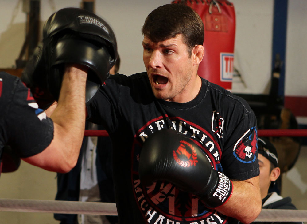 CHICAGO, IL - JANUARY 25: Michael Bisping works out for the media during the UFC on FOX open workouts at the Chicago Boxing Club on January 25, 2012 in Chicago, Illinois. (Photo by Josh Hedges/Zuffa LLC/Zuffa LLC via Getty Images)