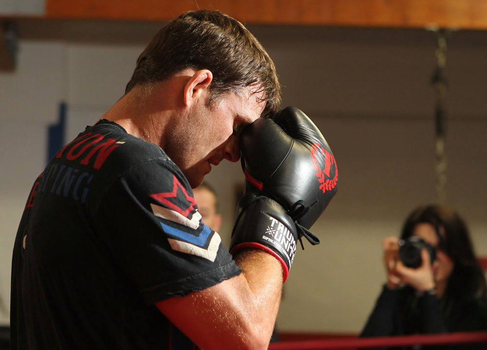 CHICAGO, IL - JANUARY 25: Michael Bisping works out for the media during the UFC on FOX open workouts at the Chicago Boxing Club on January 25, 2012 in Chicago, Illinois. (Photo by Josh Hedges/Zuffa LLC/Zuffa LLC via Getty Images)