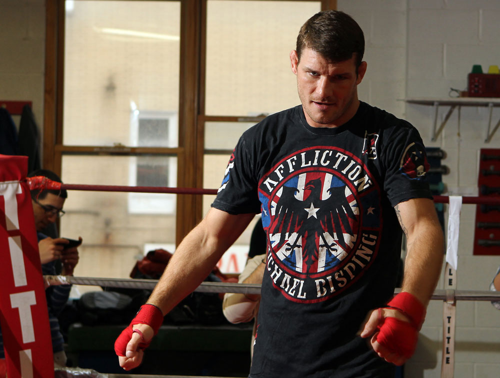 CHICAGO, IL - JANUARY 25: Michael Bisping works out for the media during the UFC on FOX open workouts at the Chicago Boxing Club on January 25, 2012 in Chicago, Illinois. (Photo by Josh Hedges/Zuffa LLC/Zuffa LLC via Getty Images)