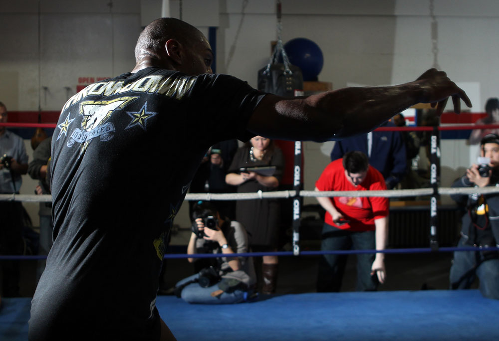 CHICAGO, IL - JANUARY 25: Phil Davis works out for the media during the UFC on FOX open workouts at the Chicago Boxing Club on January 25, 2012 in Chicago, Illinois. (Photo by Josh Hedges/Zuffa LLC/Zuffa LLC via Getty Images)