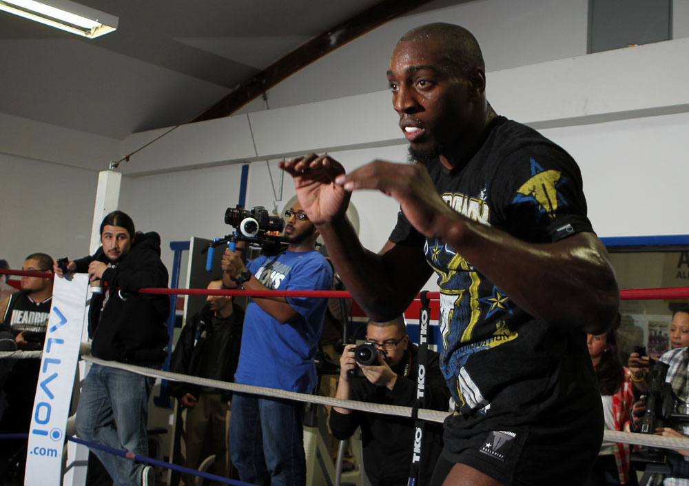 CHICAGO, IL - JANUARY 25: Phil Davis works out for the media during the UFC on FOX open workouts at the Chicago Boxing Club on January 25, 2012 in Chicago, Illinois. (Photo by Josh Hedges/Zuffa LLC/Zuffa LLC via Getty Images)