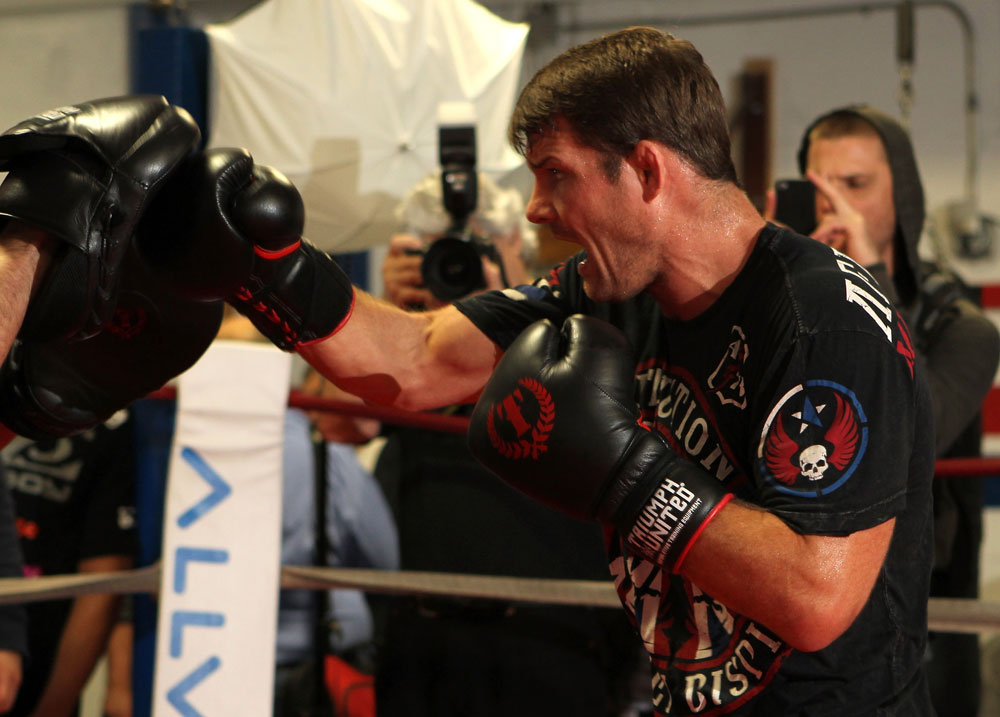 CHICAGO, IL - JANUARY 25: Michael Bisping works out for the media during the UFC on FOX open workouts at the Chicago Boxing Club on January 25, 2012 in Chicago, Illinois. (Photo by Josh Hedges/Zuffa LLC/Zuffa LLC via Getty Images)