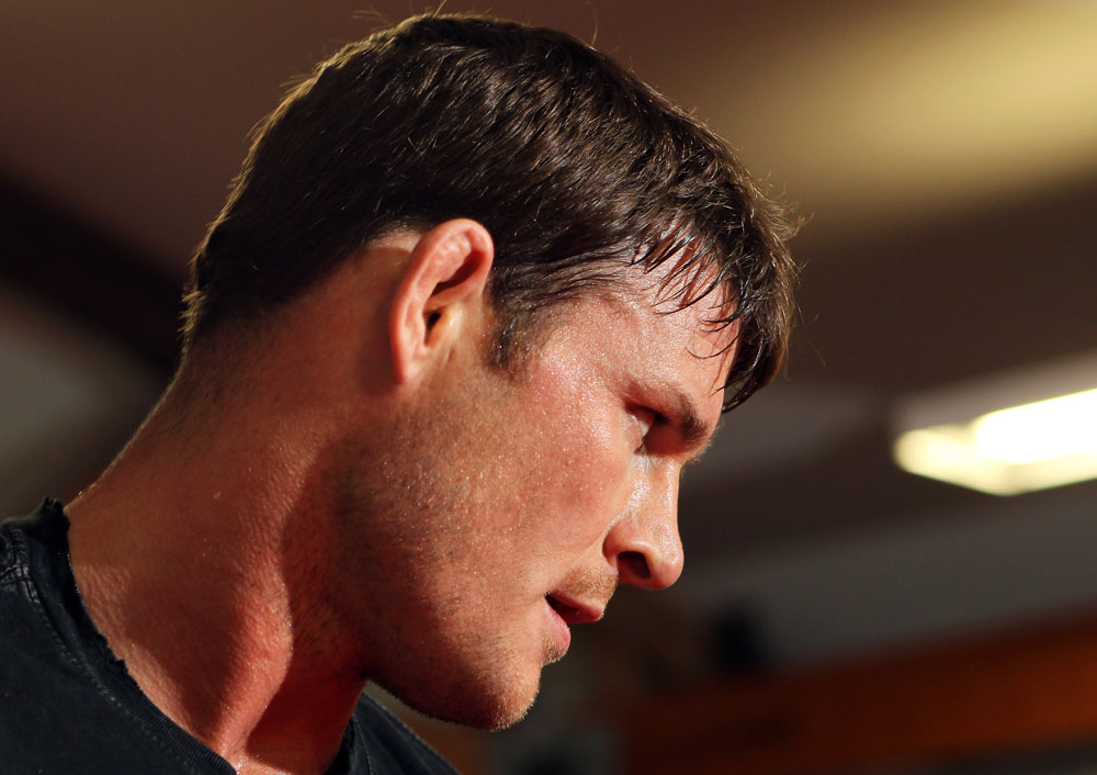 CHICAGO, IL - JANUARY 25: Michael Bisping works out for the media during the UFC on FOX open workouts at the Chicago Boxing Club on January 25, 2012 in Chicago, Illinois. (Photo by Josh Hedges/Zuffa LLC/Zuffa LLC via Getty Images)