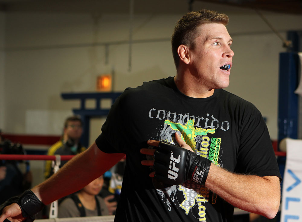 CHICAGO, IL - JANUARY 25: Mike Russow works out for the media during the UFC on FOX open workouts at the Chicago Boxing Club on January 25, 2012 in Chicago, Illinois. (Photo by Josh Hedges/Zuffa LLC/Zuffa LLC via Getty Images)