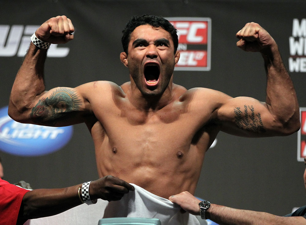 SAN JOSE, CA - JULY 10:   Rafael Natal makes weight during the UFC on Fuel TV weigh in at HP Pavilion on July 10, 2012 in San Jose, California.  (Photo by Josh Hedges/Zuffa LLC/Zuffa LLC via Getty Images)