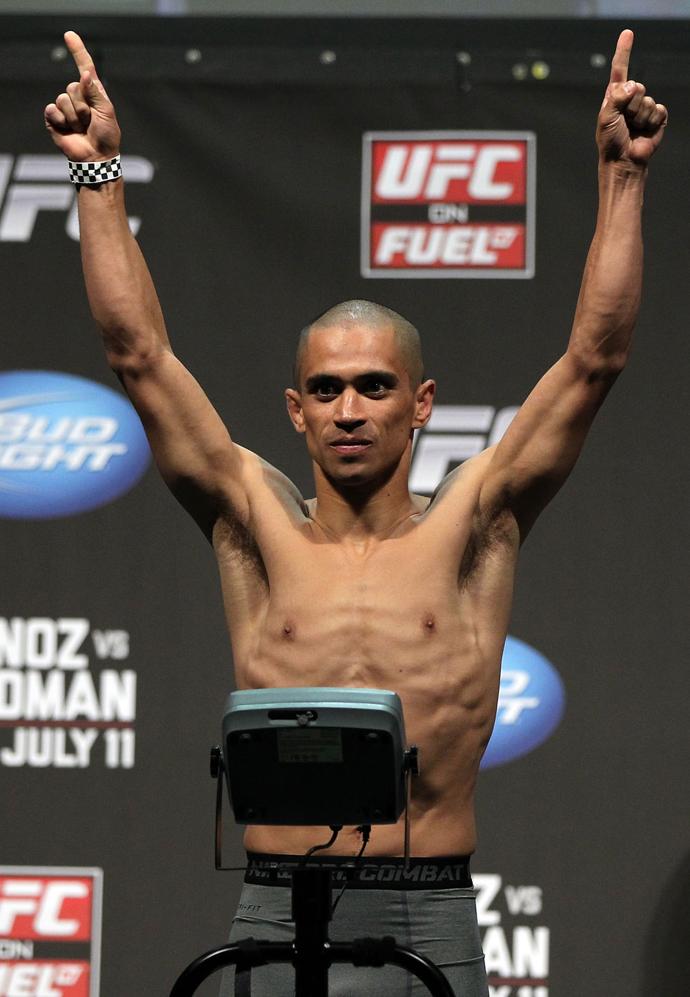SAN JOSE, CA - JULY 10:   Chris Cariaso makes weight during the UFC on Fuel TV weigh in at HP Pavilion on July 10, 2012 in San Jose, California.  (Photo by Josh Hedges/Zuffa LLC/Zuffa LLC via Getty Images)