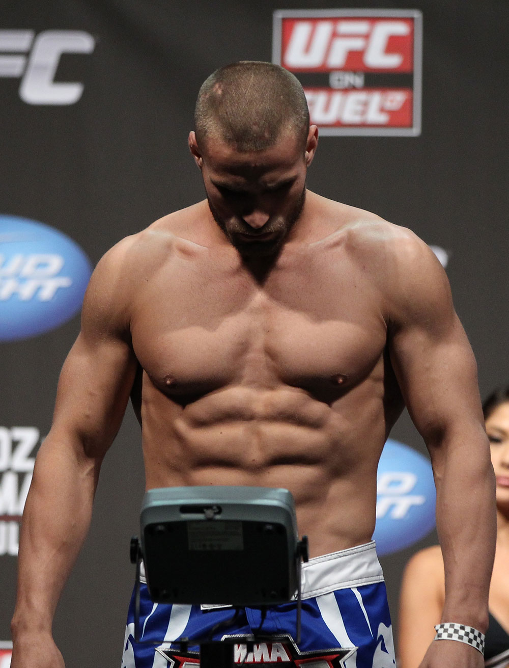 SAN JOSE, CA - JULY 10:   Karlos Vemola makes weight during the UFC on Fuel TV weigh in at HP Pavilion on July 10, 2012 in San Jose, California.  (Photo by Josh Hedges/Zuffa LLC/Zuffa LLC via Getty Images)