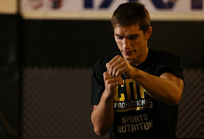 NOTTINGHAM, ENGLAND - SEPTEMBER 26: John Hathaway works out for the media during an open workout session at Gym Combat on September 26, 2012 in Nottingham, England. (Photo by Josh Hedges/Zuffa LLC/Zuffa LLC via Getty Images)