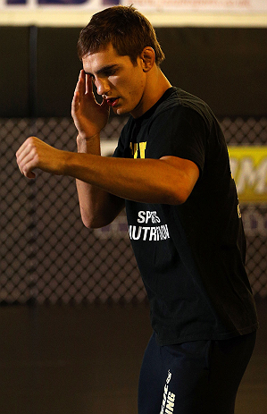 NOTTINGHAM, ENGLAND - SEPTEMBER 26: John Hathaway works out for the media during an open workout session at Gym Combat on September 26, 2012 in Nottingham, England. (Photo by Josh Hedges/Zuffa LLC/Zuffa LLC via Getty Images)
