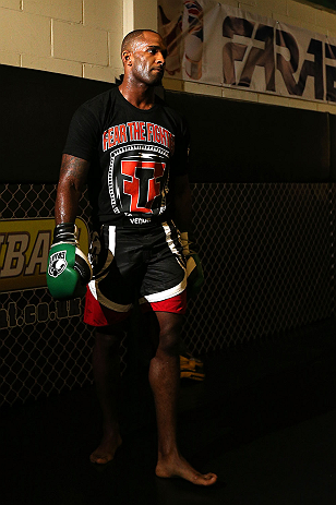 NOTTINGHAM, ENGLAND - SEPTEMBER 26: Jimi Manuwa works out for the media during an open workout session at Gym Combat on September 26, 2012 in Nottingham, England. (Photo by Josh Hedges/Zuffa LLC/Zuffa LLC via Getty Images)