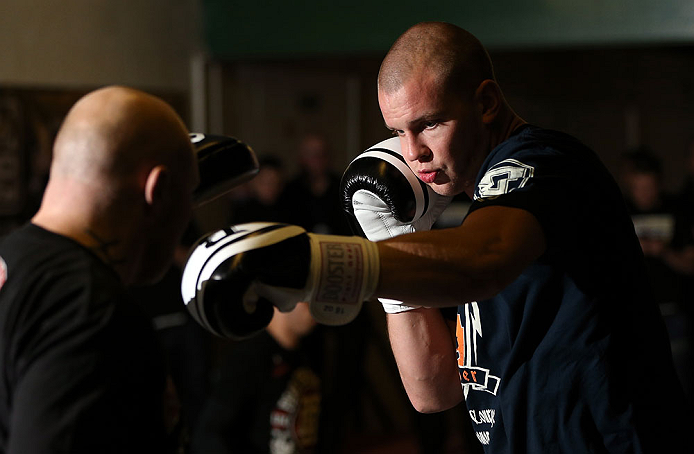 NOTTINGHAM, ENGLAND - SEPTEMBER 26:    Stefan Struve works out for the media during an open workout session at Gym Combat on September 26, 2012 in Nottingham, England.  (Photo by Josh Hedges/Zuffa LLC/Zuffa LLC via Getty Images)