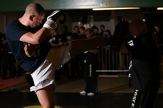 NOTTINGHAM, ENGLAND - SEPTEMBER 26: Stefan Struve works out for the media during an open workout session at Gym Combat on September 26, 2012 in Nottingham, England. (Photo by Josh Hedges/Zuffa LLC/Zuffa LLC via Getty Images)