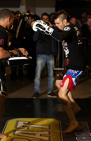 NOTTINGHAM, ENGLAND - SEPTEMBER 26: Dan Hardy works out for the media during an open workout session at Gym Combat on September 26, 2012 in Nottingham, England. (Photo by Josh Hedges/Zuffa LLC/Zuffa LLC via Getty Images)