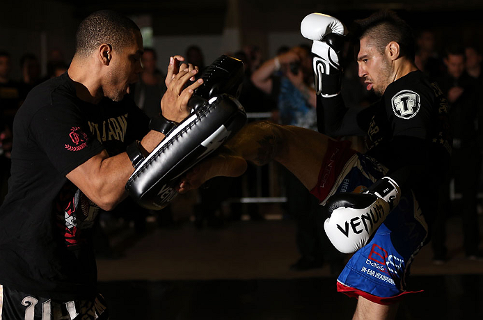 NOTTINGHAM, ENGLAND - SEPTEMBER 26: Dan Hardy works out for the media during an open workout session at Gym Combat on September 26, 2012 in Nottingham, England. (Photo by Josh Hedges/Zuffa LLC/Zuffa LLC via Getty Images)