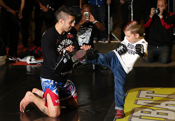 NOTTINGHAM, ENGLAND - SEPTEMBER 26: Dan Hardy works out for the media during an open workout session at Gym Combat on September 26, 2012 in Nottingham, England. (Photo by Josh Hedges/Zuffa LLC/Zuffa LLC via Getty Images)