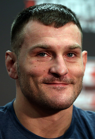 NOTTINGHAM, ENGLAND - SEPTEMBER 27:  Stipe Miocic interacts with media during a UFC press conference at the Hilton Hotel on September 27, 2012 in Nottingham, England.  (Photo by Josh Hedges/Zuffa LLC/Zuffa LLC via Getty Images)