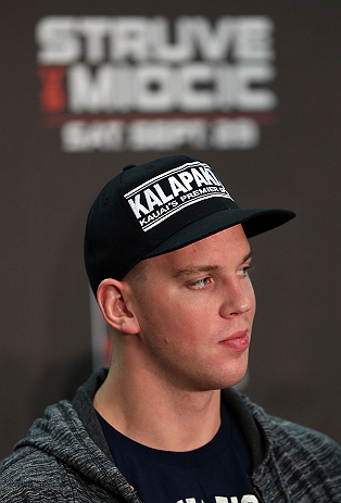 NOTTINGHAM, ENGLAND - SEPTEMBER 27:  Stefan Struve interacts with media during a UFC press conference at the Hilton Hotel on September 27, 2012 in Nottingham, England.  (Photo by Josh Hedges/Zuffa LLC/Zuffa LLC via Getty Images)
