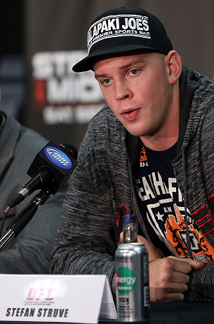 NOTTINGHAM, ENGLAND - SEPTEMBER 27:  Stefan Struve interacts with media during a UFC press conference at the Hilton Hotel on September 27, 2012 in Nottingham, England.  (Photo by Josh Hedges/Zuffa LLC/Zuffa LLC via Getty Images)