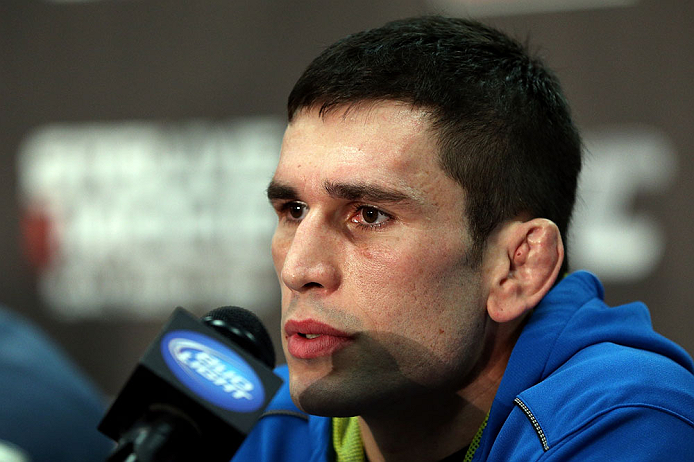 NOTTINGHAM, ENGLAND - SEPTEMBER 27:  Amir Sadollah interacts with media during a UFC press conference at the Hilton Hotel on September 27, 2012 in Nottingham, England.  (Photo by Josh Hedges/Zuffa LLC/Zuffa LLC via Getty Images)