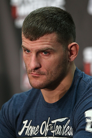 NOTTINGHAM, ENGLAND - SEPTEMBER 27:  Stipe Miocic interacts with media during a UFC press conference at the Hilton Hotel on September 27, 2012 in Nottingham, England.  (Photo by Josh Hedges/Zuffa LLC/Zuffa LLC via Getty Images)