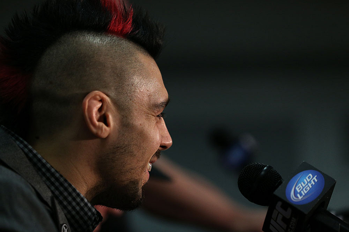 NOTTINGHAM, ENGLAND - SEPTEMBER 27:  Dan Hardy interacts with media during a UFC press conference at the Hilton Hotel on September 27, 2012 in Nottingham, England.  (Photo by Josh Hedges/Zuffa LLC/Zuffa LLC via Getty Images)